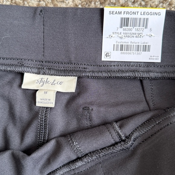 Style & Co. Charcoal Seam Front Leggings - Picture 2 of 3